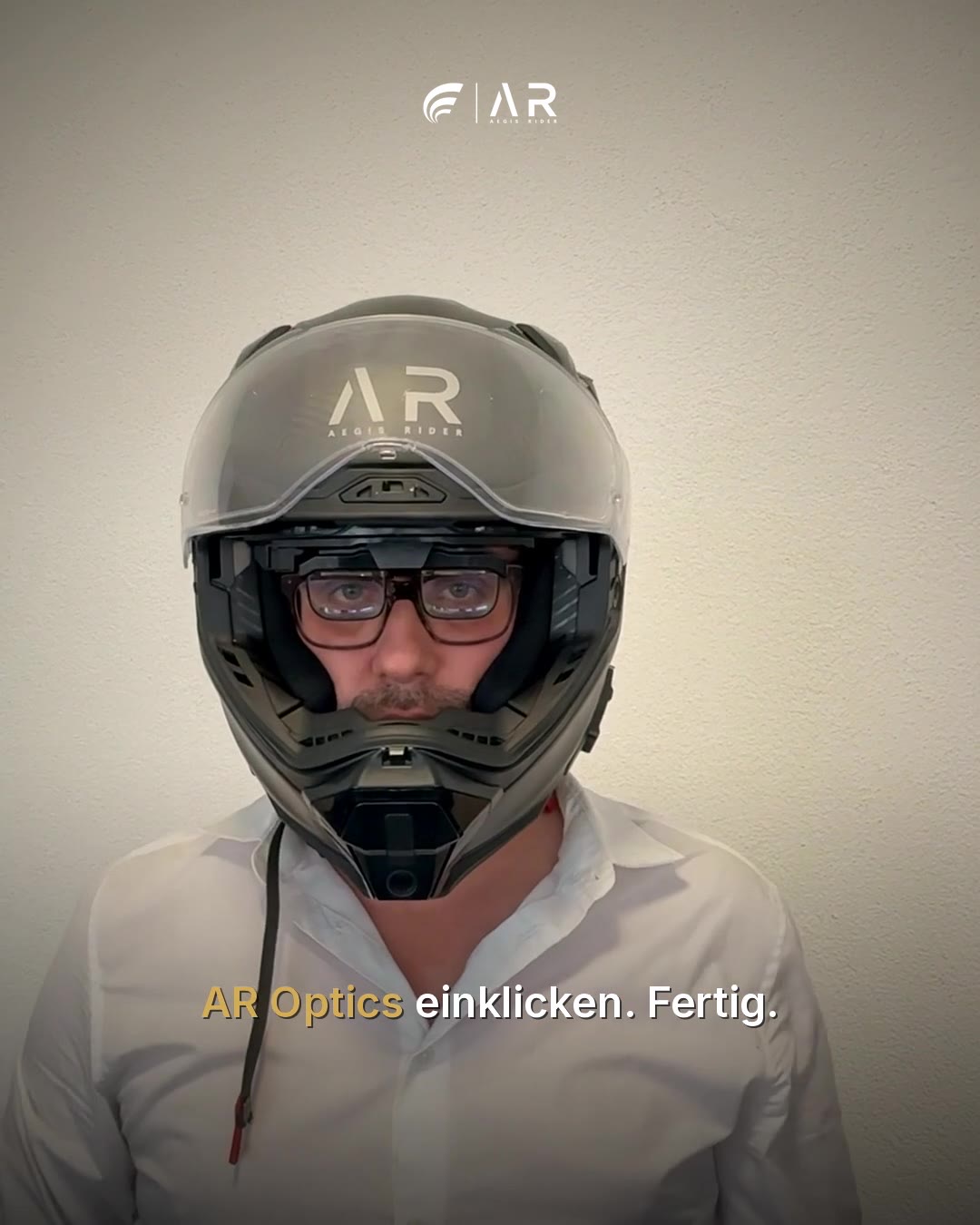 Aegis Rider Vision helmet worn with prescription glasses