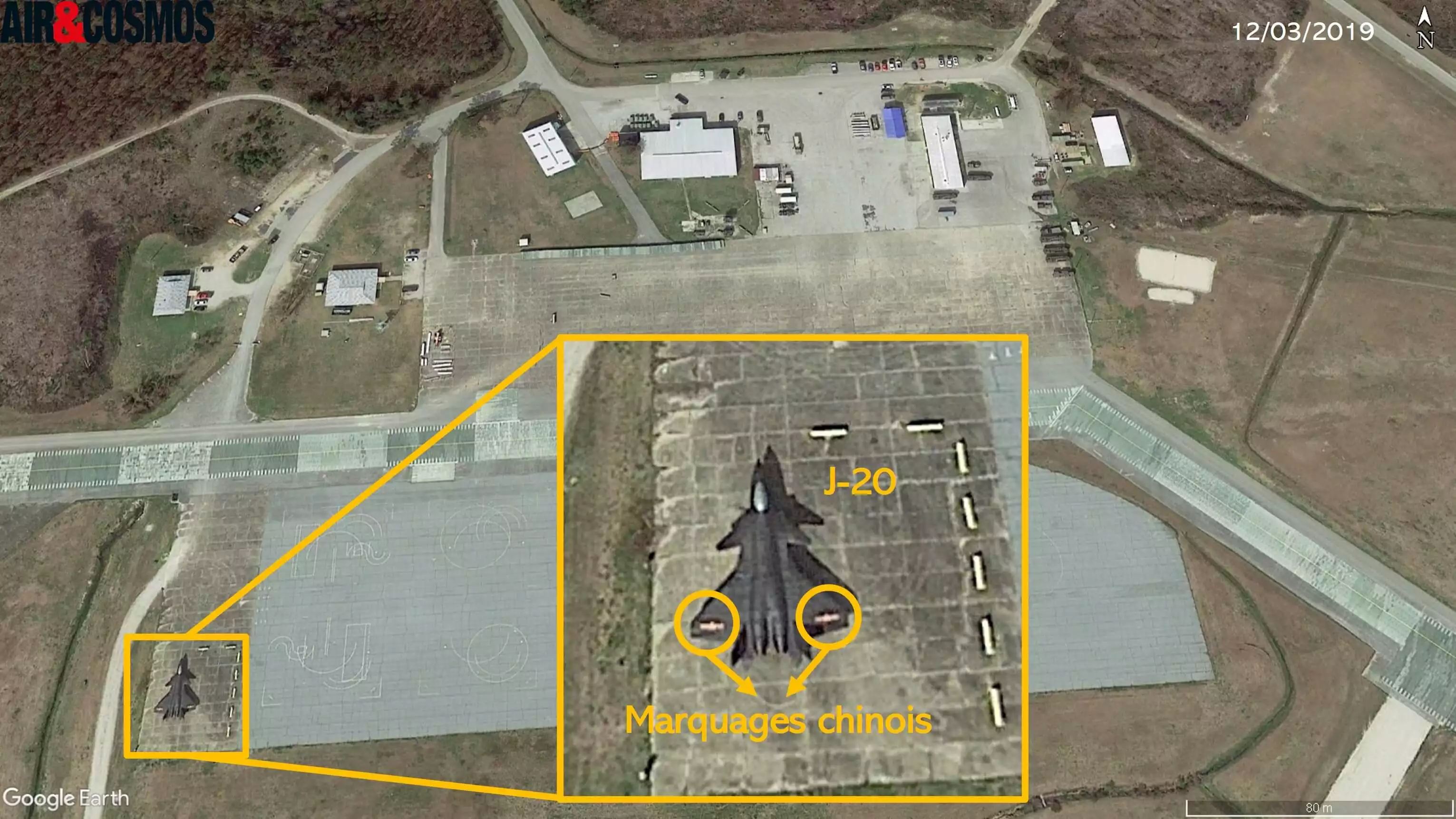 Réplique d'un J-20 chinois sur l'aérodrome de Bogue.