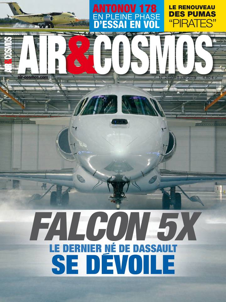 Archives numériques : Falcon 5X dévoilé, les boîtes noires de l'A400M parlent, dans Air&Cosmos 2456 du 5 juin 2015