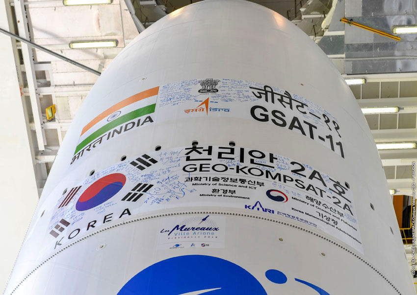 Ariane 5 launches satellites for India, Korea