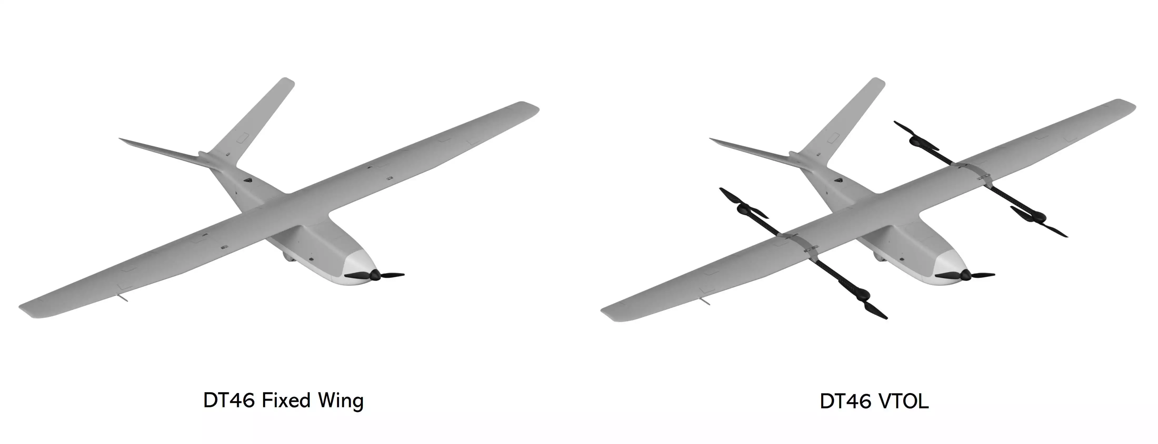 Version classique et VTOL du drone DT46.