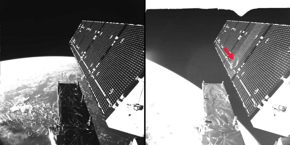 Un trou de 40 cm dans un panneau solaire de Sentinel 1A