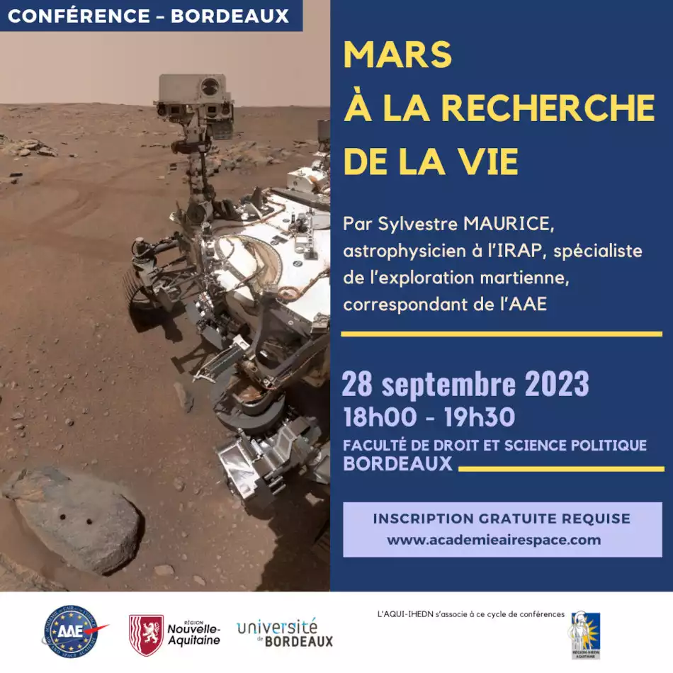 Conférence le 28 septembre sur la recherche de la vie sur Mars