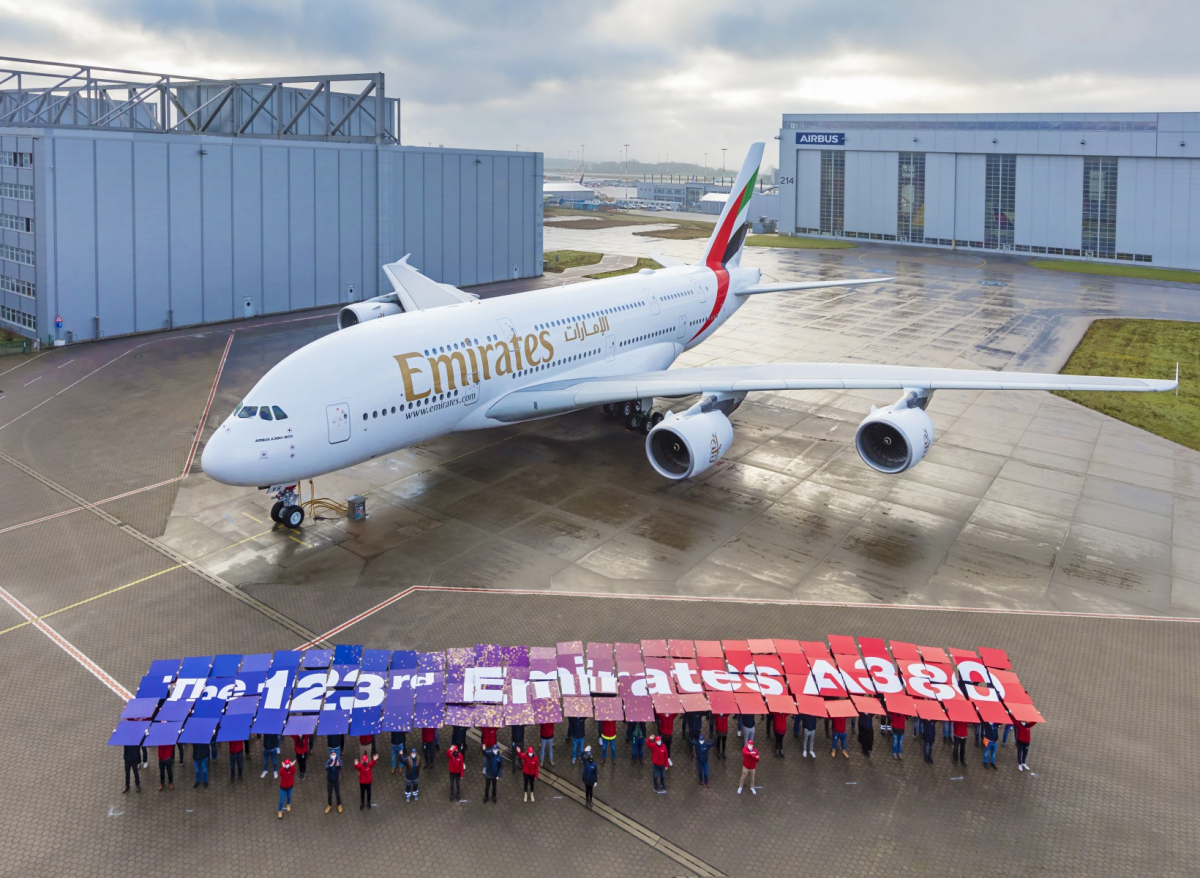 Emirates a reçu aujourd'hui son 123eme et dernier Airbus A380