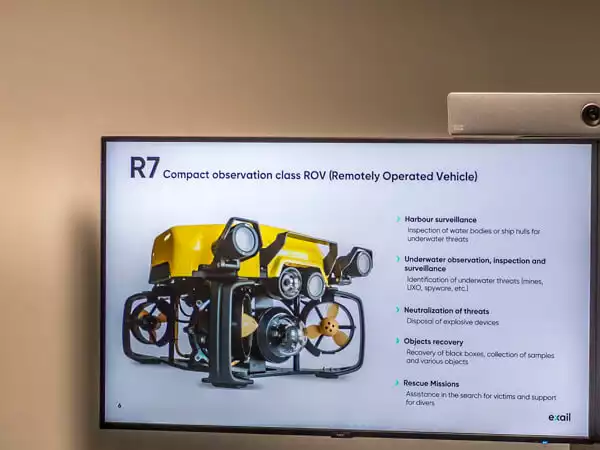 Présentation du ROV R7 lors de l'annonce d'un package d'aide belge à l'Ukraine.