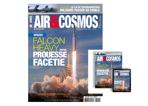 SpaceX Falcon Heavy, LPM, Emirates France, Airbus BizLab, drones Male, cette semaine dans Air et Cosmos magazine.