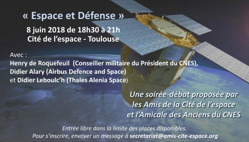 Conférence « Espace et Défense » le 8 juin à la Cité de l’espace de Toulouse