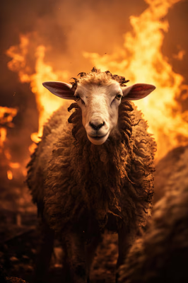portrait-sheep-with-fire-burning_23-2151195452