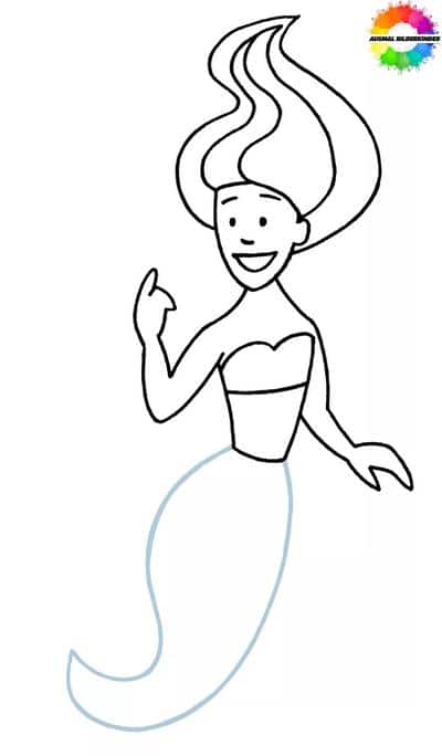 Wie zeichnet man eine Meerjungfrau – Schritt 8