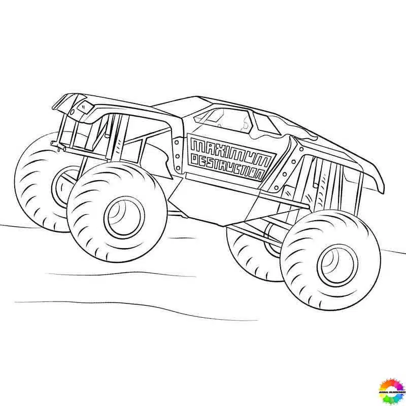 Monster Truck coloring pages free printable for kids