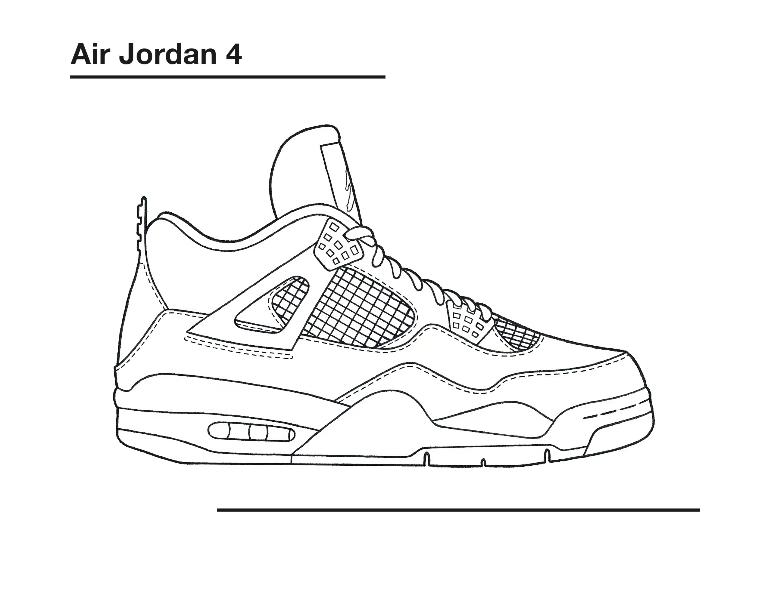 Jordan 4 coloring pages - Free collection for fans