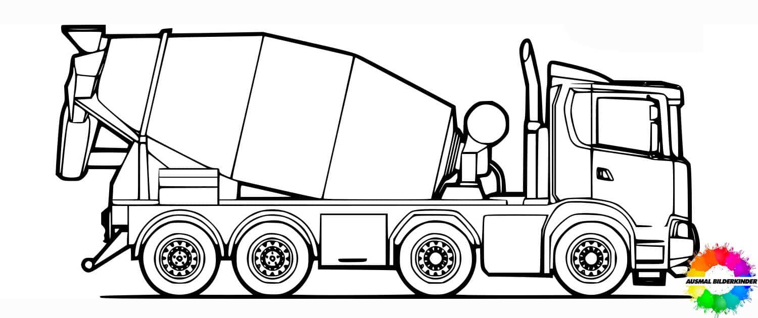 Concrete mixer coloring pages free - Good quality