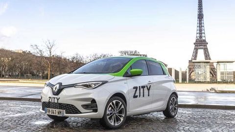 Thumb renault zoe in zity car sharing fleet in paris france