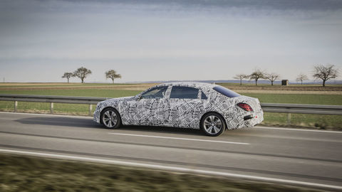 Thumb mercedes maybach s class prototype intelligent drive rear side in motion