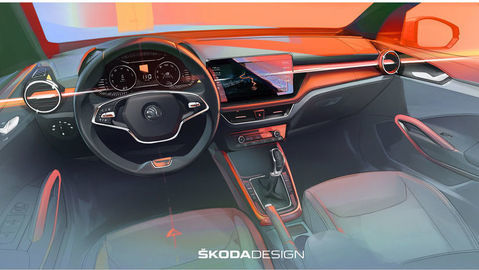 Škoda ukázala moderný interiér novej Fabie na prvej dizajnovej skici