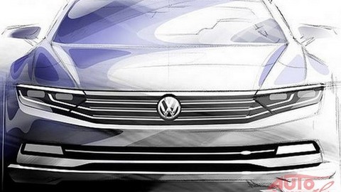 Volkswagen Passat B8 pózuje na prvých oficiálnych skiciach