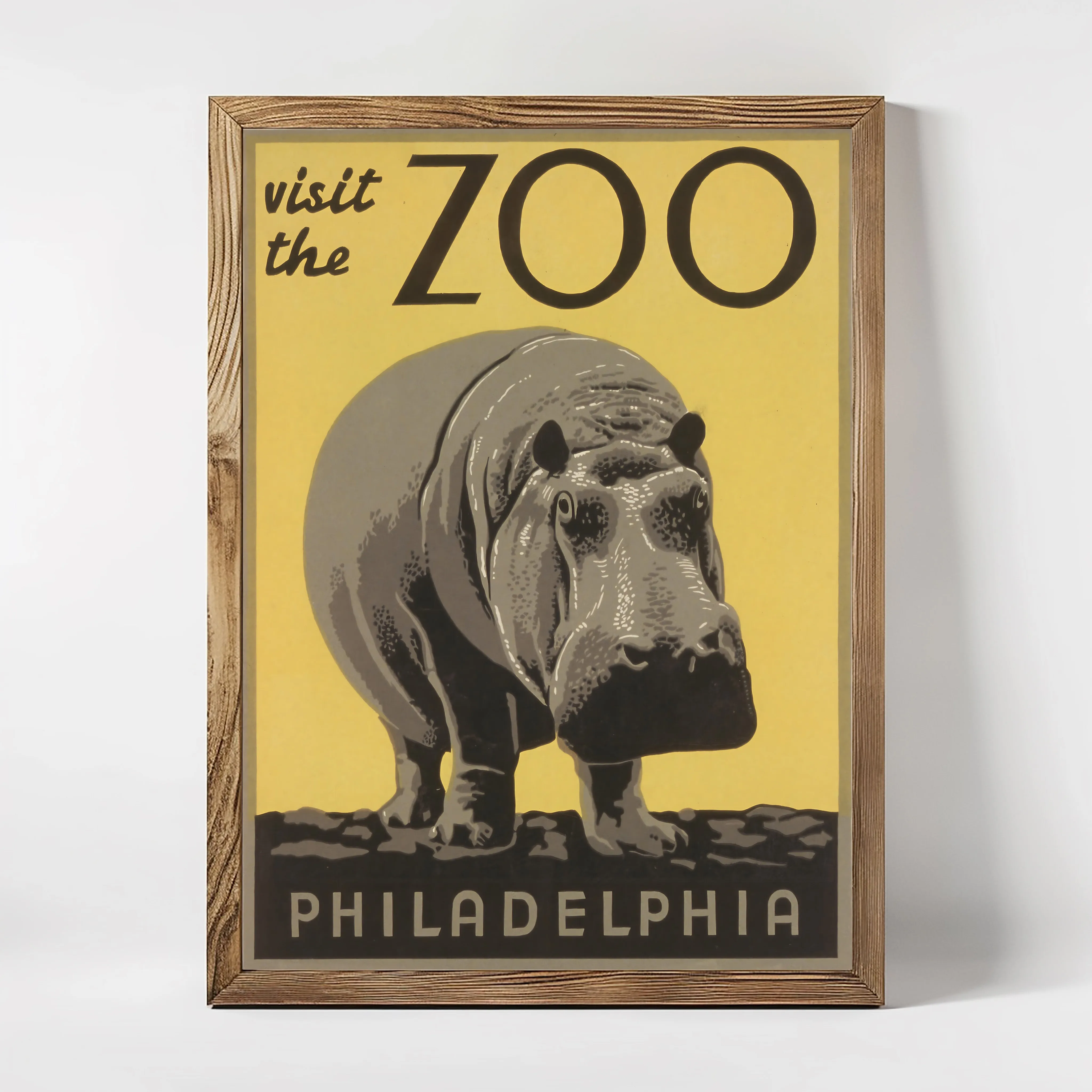 Visit the Zoo – Philadelphia Hippo Poster