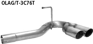 BASTUCK Súprava koncoviek výfuku vpravo s dvojitou koncovkou 2 × Ø 76 mm – OLAG/T-3C76T