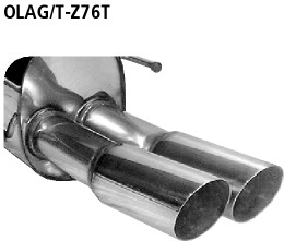 BASTUCK Zadný tlmič výfuku s dvojitou koncovkou 2 × Ø 76 mm – OLAG/T-Z76T