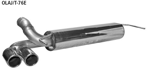 BASTUCK Zadný tlmič výfuku s dvojitou koncovkou s lemom 20° šikmo zrezaná výstup vľavo 2 × Ø 76 mm – OLAJ/T-76E