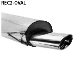 BASTUCK Zadný tlmič výfuku s jednoduchou koncovkou oválny 153 × 95 mm – REC2-OVAL