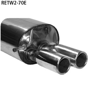BASTUCK RETW2-70E -Zadný tlmič výfuku s dvojitou koncovkou 2 × Ø 70 mm – RETW2-70E