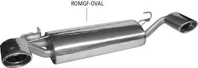 BASTUCK Športová výfuková sústava s 2 koncovkami výfuku oválny 120 × 80 mm s vložka – ROMGF-OVAL