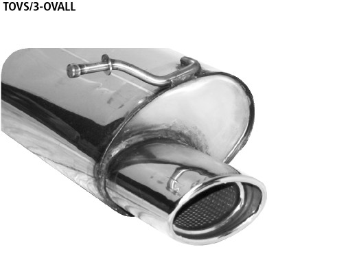 BASTUCK Zadný tlmič výfuku s jednoduchou koncovkou oválny 120 × 80 mm vľavo – TOVS/3-OVALL