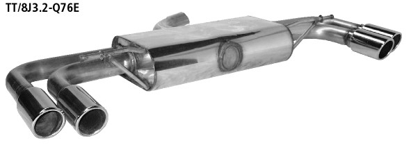 BASTUCK Zadný tlmič výfuku s dvojitou koncovkou vľavo + vpravo, 2 × Ø 76 mm s lemom, 20° šikmo zrezaná – TT/8J3.2-Q76E