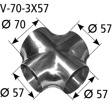 BASTUCK Rozbočka vstup Ø 70 mm 3x výstup Ø 57 mm – V-70-3X57