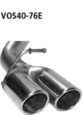 BASTUCK Dvojitá koncovka výfuku s lemom, 20° šikmo zrezaná 2 × Ø 76 mm – VOS40-76E