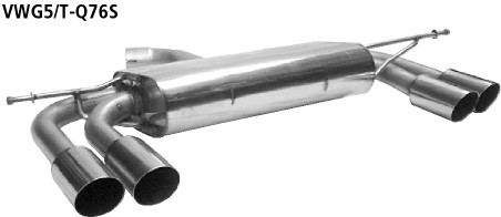 BASTUCK Zadný tlmič výfuku s dvojitou koncovkou 2 × Ø 76 mm vľavo + vpravo 20 ° šikmo zrezaná – VWG5/T-Q76S