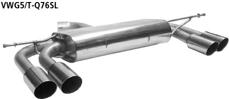 BASTUCK Zadný tlmič výfuku s dvojitou koncovkou 2 × Ø 76 mm vľavo + vpravo 20 ° šikmo zrezaná – VWG5/T-Q76SL
