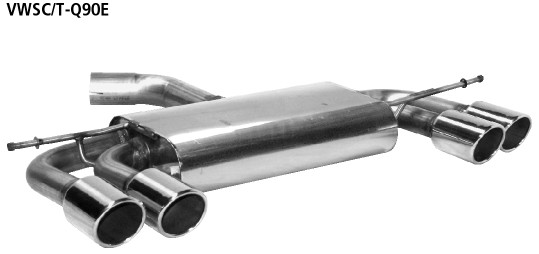 BASTUCK Zadný tlmič výfuku s dvojitou koncovkou vľavo + vpravo 2 × Ø 90 mm s lemom, 20° šikmo zrezaná – VWSC/T-Q90E