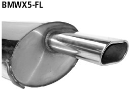 BASTUCK Zadný tlmič výfuku s jednoduchou koncovkou Flat 135 × 75 mm ľavá strana – BMWX5-FL