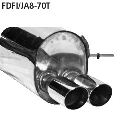 BASTUCK Zadný tlmič výfuku s dvojitou koncovkou 2 × Ø 70 mm, 20° šikmo zrezaná – FDFI/JA8-70T