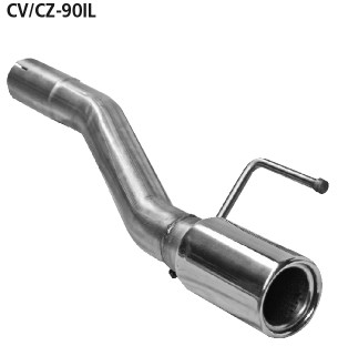 BASTUCK Koncovka výfuku s jednoduchý výstup, s vložka pre výstup vľavo + vpravo, vľavo 1 × Ø 90 mm – CV/CZ-90IL