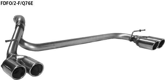 BASTUCK Dvojitá koncovka výfuku s lemom vľavo + vpravo, 20° šikmo zrezaná 2 × Ø 76 mm – FDFO/2-F/Q76E