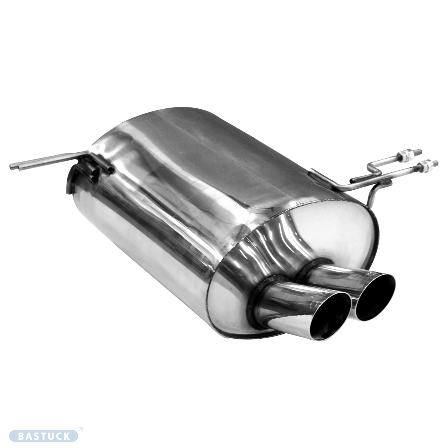 BASTUCK Zadný tlmič výfuku s dvojitou koncovkou 2 × Ø 70 mm, 316i 1.9l Compact, Z3 1.8/ 1.9/ 2.8l – A2BMWZ3-70T