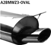 BASTUCK Zadný tlmič výfuku s jednoduchou koncovkou oválny 153 × 95 mm, 316i 1.9l Compact, Z3 1.8/ 1.9/ 2.8l – A2BMWZ3-OVAL