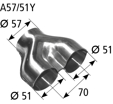 BASTUCK Rozbočka Y vstup Ø 57 mm 2x výstup Ø 51 mm – A57/51Y