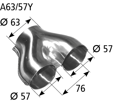 BASTUCK Rozbočka Y vstup Ø 63 mm 2x výstup Ø 57 mm – A63/57Y