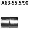 BASTUCK Adaptér kompletná výfuková sústava alebo zadný tlmič výfuku na sériové vyhotovenie na priemer Ø 55.5 mm – A63-55.5/90