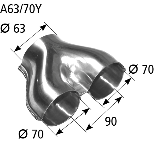 BASTUCK Rozbočka Y vstup Ø 63 mm 2x výstup Ø 70 mm – A63/70Y