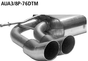 BASTUCK Zadný tlmič výfuku DTM s dvojitou koncovkou 2 × Ø 76 mm – AUA3/8P-76DTM
