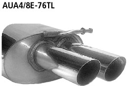 BASTUCK Zadný tlmič výfuku vľavo s dvojitou koncovkou 2 × Ø 76 mm sedan / Cabrio – AUA4/8E-76TL
