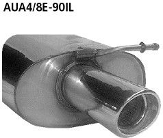 BASTUCK Zadný tlmič výfuku vľavo s jednoduchou koncovkou 1 × Ø 90 mm sedan / Cabrio – AUA4/8E-90IL