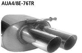 BASTUCK Zadný tlmič výfuku vpravo s dvojitou koncovkou 2 × Ø 76 mm, (Avant 8E) – AUA4/8E-S76TR