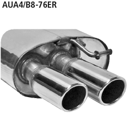 BASTUCK Zadný tlmič výfuku s dvojitou koncovkou, 20° šikmé zrezanie, s lemom vpravo 2 × Ø 76 mm – AUA4/B8-76ER