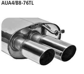 BASTUCK Zadný tlmič výfuku s dvojitou koncovkou, 20° šikmé zrezanie vľavo 2 × Ø 76 mm – AUA4/B8-76TL